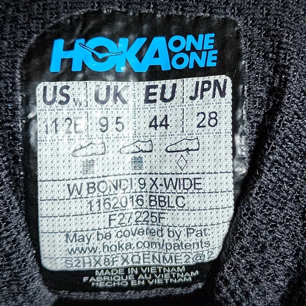 Hoka Bondi 9 Running Shoes Womens 11 Wide Black Cushioned Road Sneakers EUC